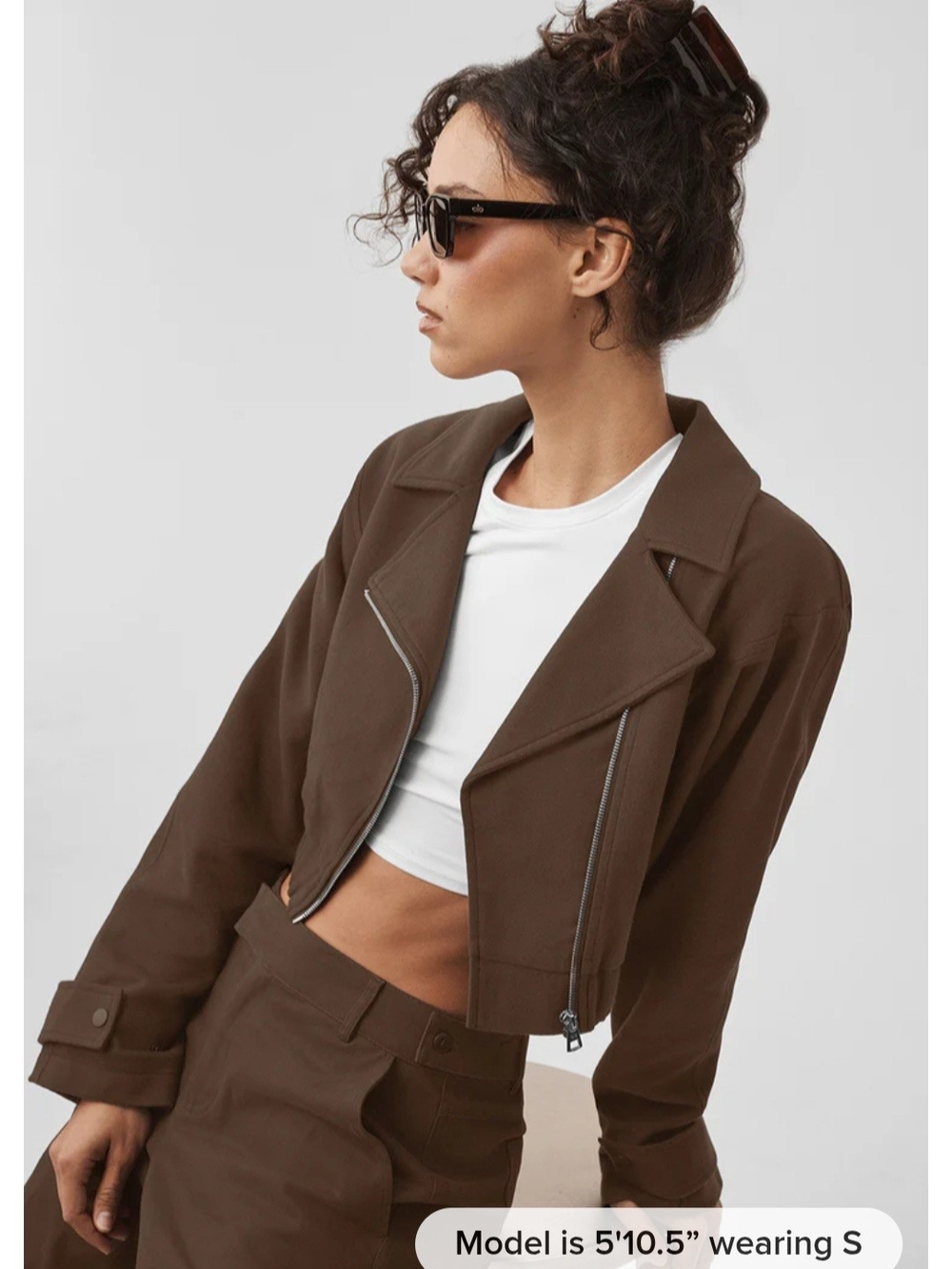 ALO Cropped Cosmopolitan Jacket - Espresso - Picture 4 of 9